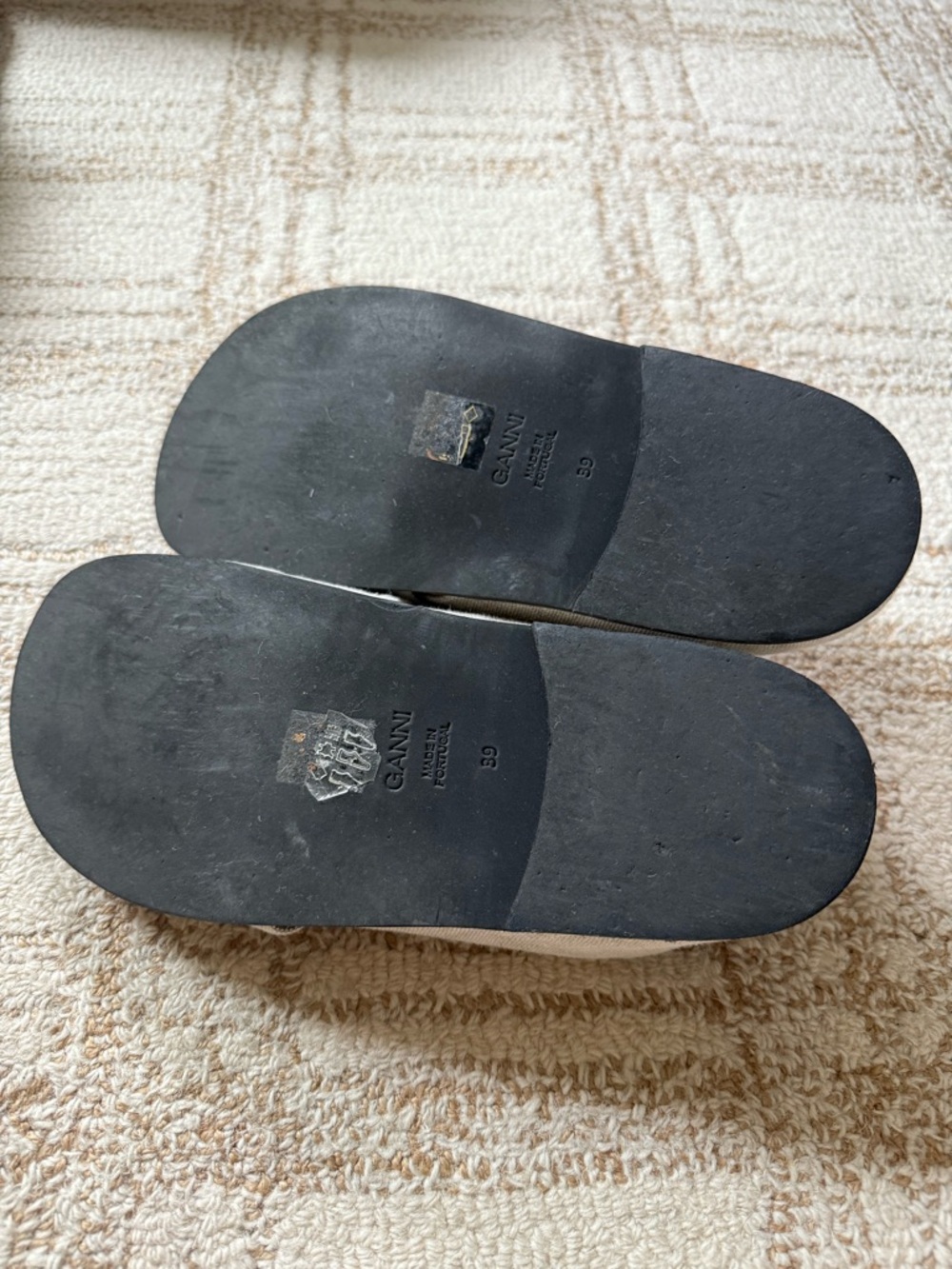 GANNI Crossover Strap Linen Slides - Beige - Size EU 39 / US 8.5 - Picture 4 of 5
